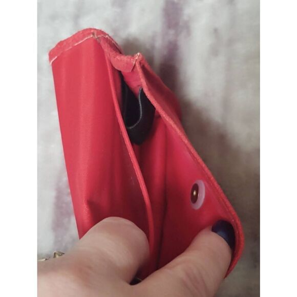 VTG Lillian Vernon Red Suede Genuine Leather Card Holder Make-up Pouch Wallet - Picture 7 of 8